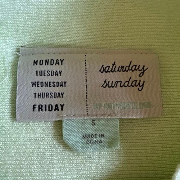 Women’s Saturday Sunday Anthropologie Lime Green Mock Neck Sweater Size Small - Picture 3 of 6